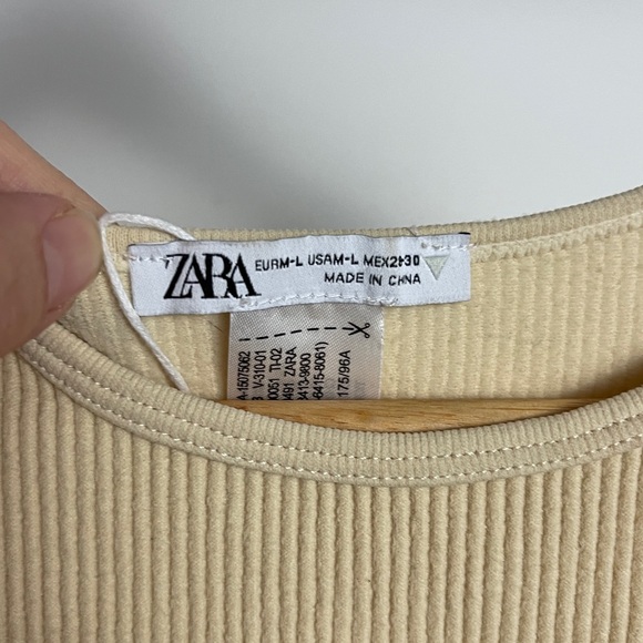 Zara Beige Ribbed Crop Top Size L - Picture 2 of 4
